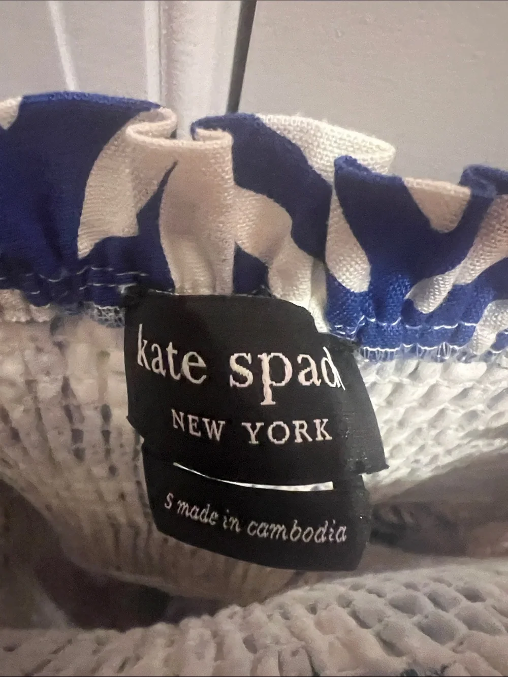 kate spade Blue and White Smocked Tropical Jumpsuit